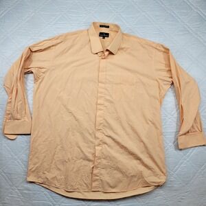 Stacy Adams long steeve peach dress shirt size 19 36/37 hidden buttons